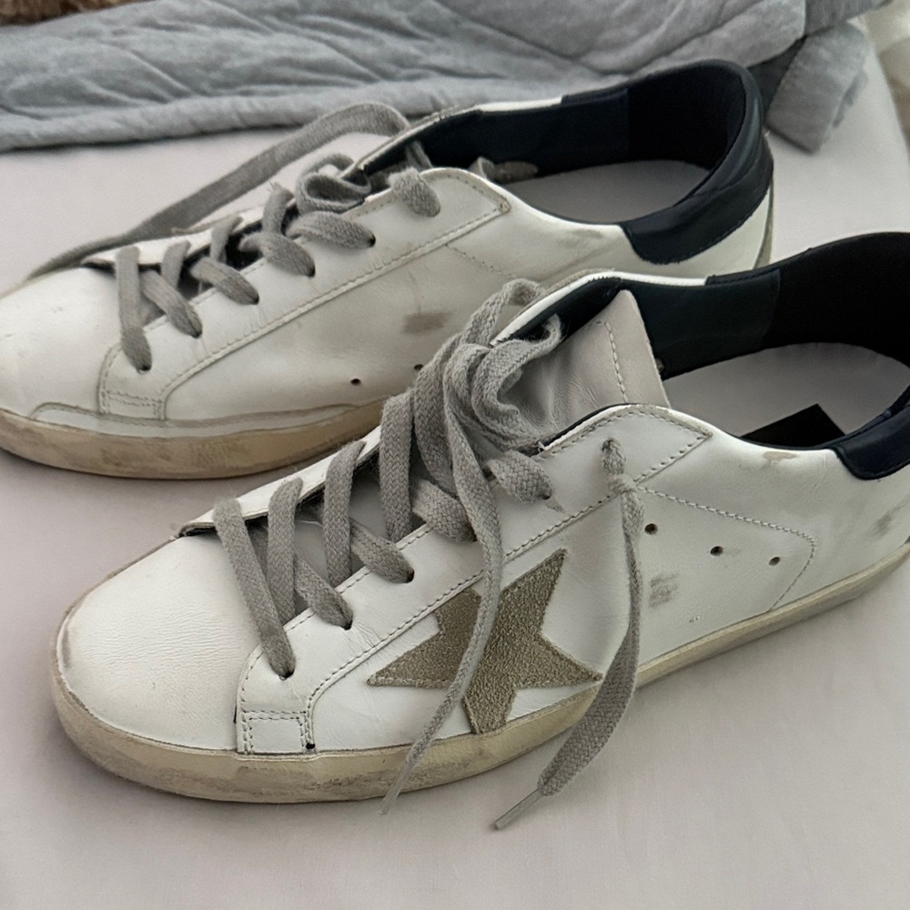 Golden Goose White and Gold Sneakers